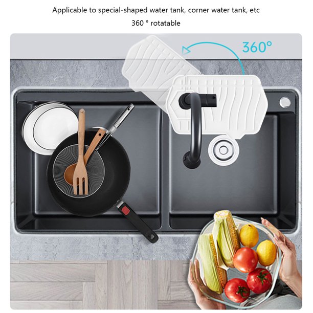 Almohadilla de drenaje de silicona para fregadero de encimera, protección contra salpicaduras, utensilios de cocina (blanco) Ehuebsd Libre de BPA