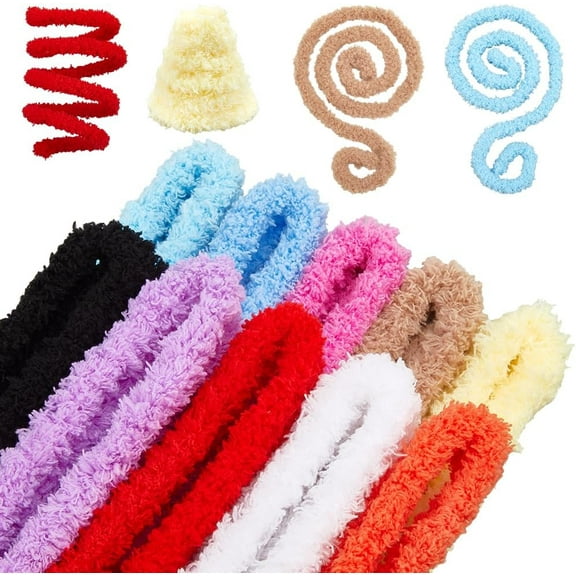 10 Colors 39.37inx15mm Extra Thick pipes Cleaners for Crafts Soft Fuzzy Flurry Chenille Stems Chunky Jumbo Coral Fleece Fur Handmade DIY Arts Project Plush Animal Christmas Creative Fun Decor DIY