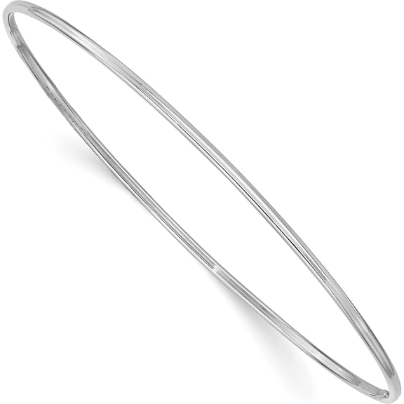 10K White Gold 1.5Mm Polished Slip-On Bangle Bracelet (Width 1.5) (Length 8) - Jbsp