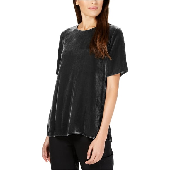 Eileen Fisher Blusa de terciopelo para mujer gris PP
