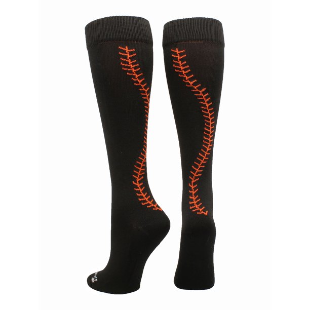 new madsportsstuff softball socks with stitches over the calf (black