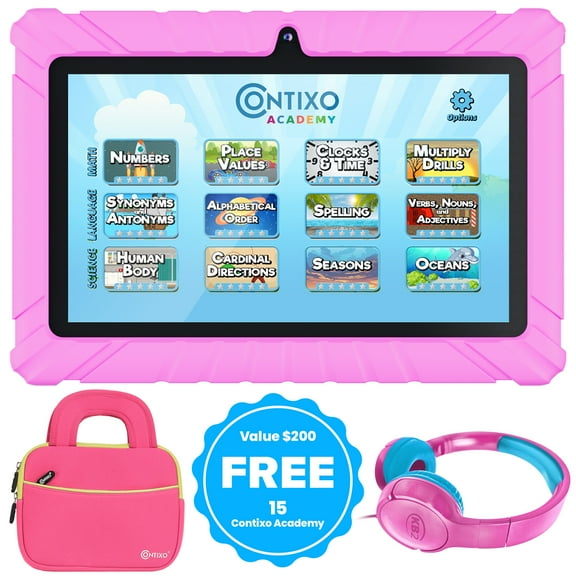 Contixo 7" Disney Kids Tablet Bundle - 32GB, Dual Cameras, Parental Controls, Headphones, Bag, Pink