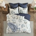 thumbnail image 6 of Witaxima Full/Queen 7 Piece Seersucker Comforter Set with Floral Print, Blue Hypoallergenic Bedding Includes Throw Blanket, 6 of 14
