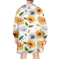 thumbnail image 2 of White Butterfly Sunflower Pattern Wearable Oversized Blanket,Wearable Blanket Hoodie for Adults,Cozy Hooded Blankets with Super Pockets,Super Warm Fuzzy Pullover for Women & Men, 2 of 6