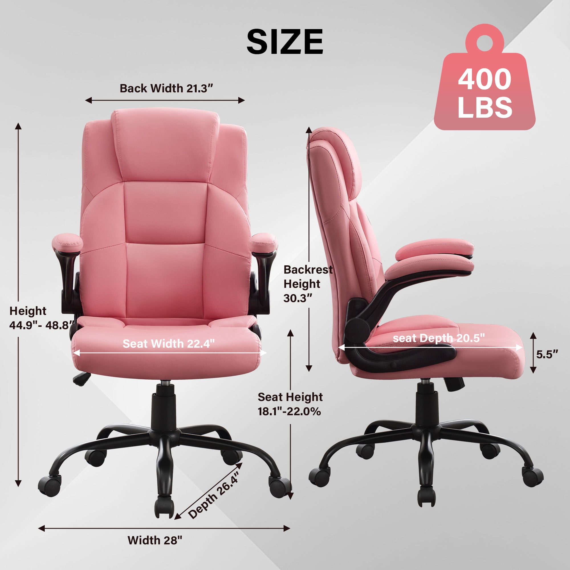 JONPONY Big and Tall Office Chair 400LBS Wide Seat Ergonomic Computer Desk Chair High Back Executive(图3)