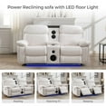 thumbnail image 5 of Power Loveseat Recliner Chair Sofa with Speaker for Living Room Faux Leather Electric 2 Seater White Home Theater Seating Doubler Reclining Sofa with Hidden Storage,LED Lights,USB Port,Cup Holders, 5 of 6