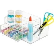 iDesign Clarity Cosmetic Organizer for Vanity Cabinet to Hold Makeup, Beauty Products, One Drawer with Side Caddy, Clear
