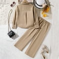 thumbnail image 4 of Gaexia Girls Fall Clothes ,Stylish Girls Two Piece Outfit Long Sleeve Shirt With Wide Leg Pants Comfortable Casual Fall Wear For Kids Children, 4 of 7