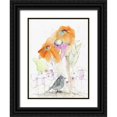 thumbnail image 1 of Ogren, Sarah 19x24 Black Ornate Wood Framed with Double Matting Museum Art Print Titled - Bird and Orange Flowers, 1 of 4