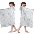 thumbnail image 4 of White Blue Sun Moon Cloud Star Pattern Hooded Bath Towel，50"x30" for Ages 3 To 12 Kids, Quick Dry Lightweight Soft Microfiber Hood Beach Towel Cover Up for Kids, 4 of 7