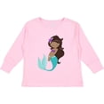thumbnail image 3 of Inktastic African American Mermaid, Brown Hair, Starfish Girls Long Sleeve Toddler T-Shirt, 3 of 5