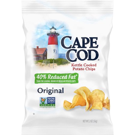 Cape Cod Potato Less Fat Original Kettle Cooked Chips, 2 Oz, Pack of 6