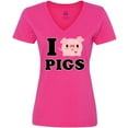 thumbnail image 3 of Inktastic I Love Pigs Women's V-Neck T-Shirt, 3 of 5