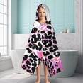 thumbnail image 6 of Pink Leopard Pattern Hooded Bath Towel，60"x35" for Ages 3 To 12 Kids, Quick Dry Lightweight Soft Microfiber Hood Beach Towel Cover Up for Kids, 6 of 7