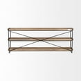 thumbnail image 4 of Trey I 80L x 16W x 30H Brown Wood and Black Iron Console Table (Set of 2), 4 of 7
