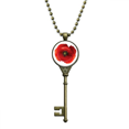 thumbnail image 1 of Red Flower Painting Big Corn Key Necklace Pendant Tray Embellished Chain, 1 of 3