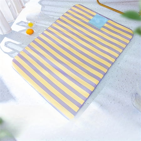 Pet Cooling Mat for Summer Ice Silk Dog Bed Breathable Striped Cooling Pad for Cats and Small Medium Dogs Washable Portable Lightweight Indoor Pet Mat Purple XL