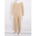 thumbnail image 2 of Hansber Kids Fleece Lined Jumpsuit for Girls Ballet Gymnastic Leotard Outfits Long Sleeve Bodysuit A Nude Round Neck 150/XL, 2 of 6