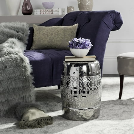 Safavieh Lantana Trellis Indoor/Outdoor Garden Patio Stool, Silver