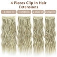 thumbnail image 3 of Clip in Long Wavy Synthetic Hair Extension 24 Inch Medium Brown Ash Blonde 4PCS Thick Hairpieces Fiber Double Weft Hair for Women, 3 of 7