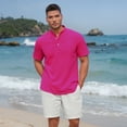 thumbnail image 5 of Mens Cotton Linen Henley Shirts Short Sleeve Casual Hippie Hawaiian Tee with Band Collar Beach, 5 of 8