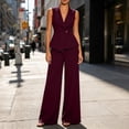 thumbnail image 7 of Women's 2 Piece Outfit Sleeveless Blazer Vest and Wide Leg Pants Sets V Neck Tailored Suit Set Business Casual Outfit for Work office Wear Wine, 7 of 7