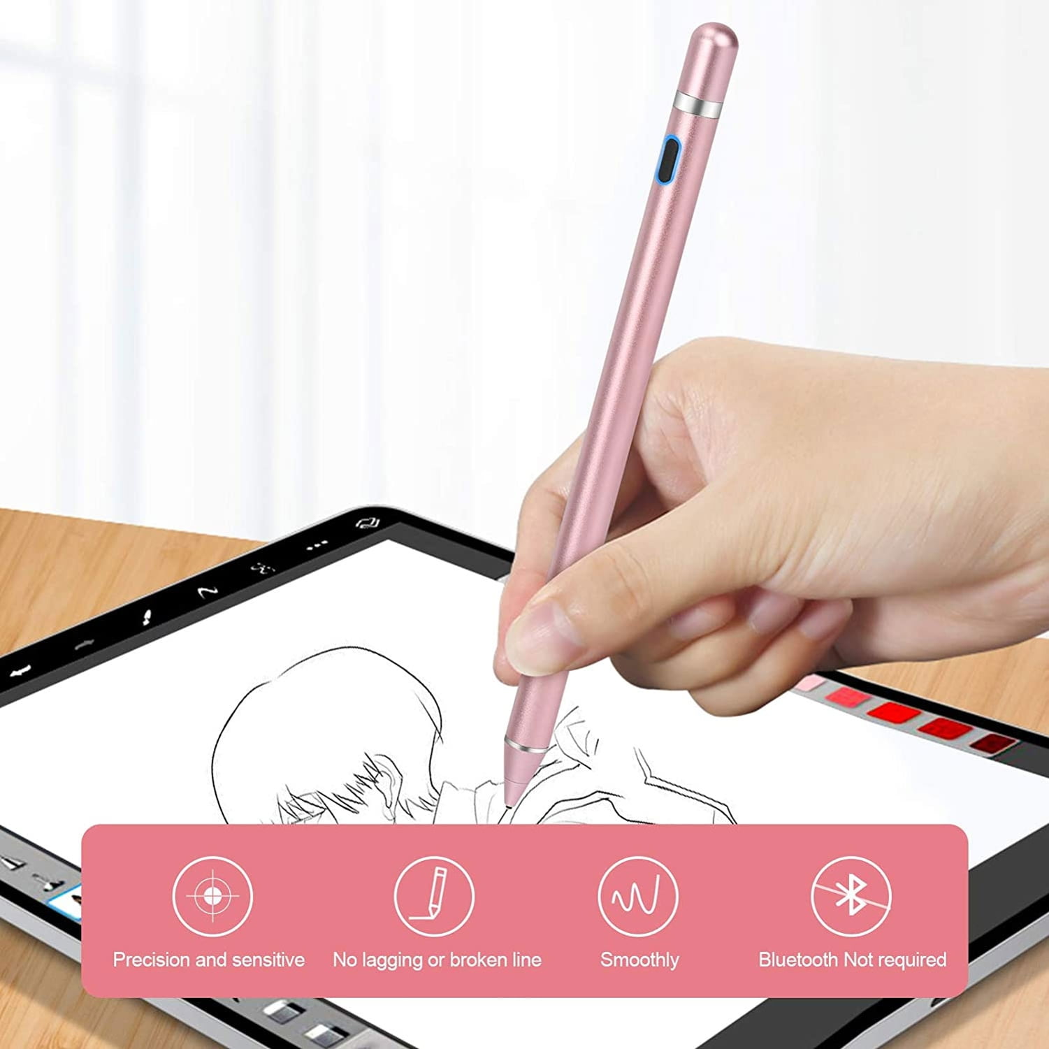 Digital Active Stylus Pen for iPhone 16/Pro/Max/Plus - Capacitive Touch Rechargeable Palm Rejection