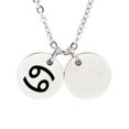 thumbnail image 2 of Personalized Round Constellation Initial Necklace - Engraved Zodiac Symbol Jewelry - Christmas Gift for Her - Stainless Steel - 18" Chain - Silver Cancer, 2 of 8