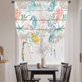 thumbnail image 3 of Teal Red Seahorse Coastal Balloon Curtains for Bedroom/Front Door/Bathroom, Vintage Nautical Beach Coral Starfish Tie Up Curtains 63 Inch Length Kitchen Curtains Shades for Windows 46"x63", 3 of 8