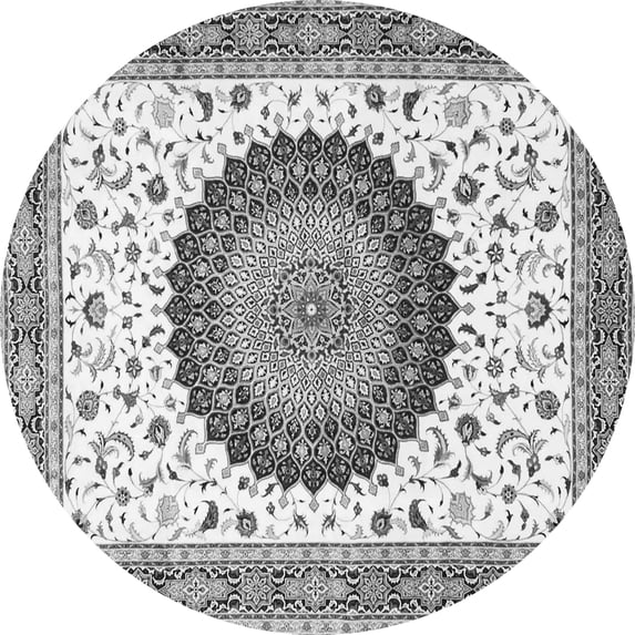Ahgly Company Indoor Round Medallion Gray Traditional Area Rugs, 6' Round