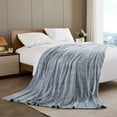 thumbnail image 6 of Exclusivo Mezcla Waffle Textured Soft Fleece Blanket, King Size Bed Blanket, Cozy Warm and Lightweight (Mixed Navy Blue, 90"x104"), 6 of 7
