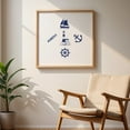 thumbnail image 5 of Sailing Design Navy Blue on White - Digital Art Nautical Lighthouse Sailboat Boat Ocean Oak Framed Wall Art Print 16 x 16 inches, 5 of 8