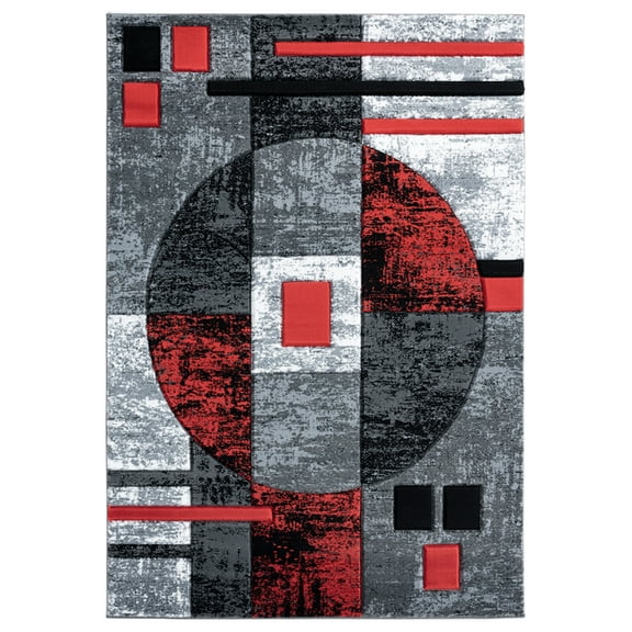 United Weavers Bristol Area Rug 2050 10130 Epsilon Red Boxes Rings 7' 10 x 7' 10" Rectangle