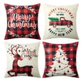 thumbnail image 1 of ZACOO Red Black Buffalo Plaid Throw Cushion Case Christmas Decoration 18x18 Set of 4, Tree Deer Rustic Truck Square Xmas Pillow Case Winter Holiday Pillow Covers, 1 of 8