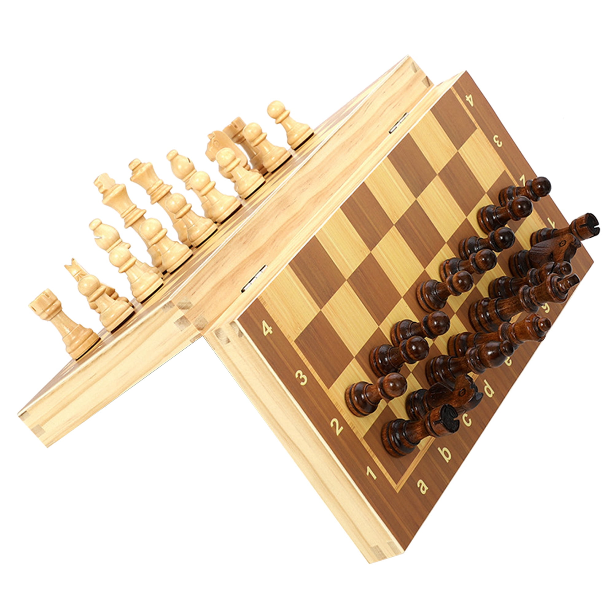 Chess Wooden Set Folding Chessboard Magnetic Pieces Wood Board Game Toys 24CM 