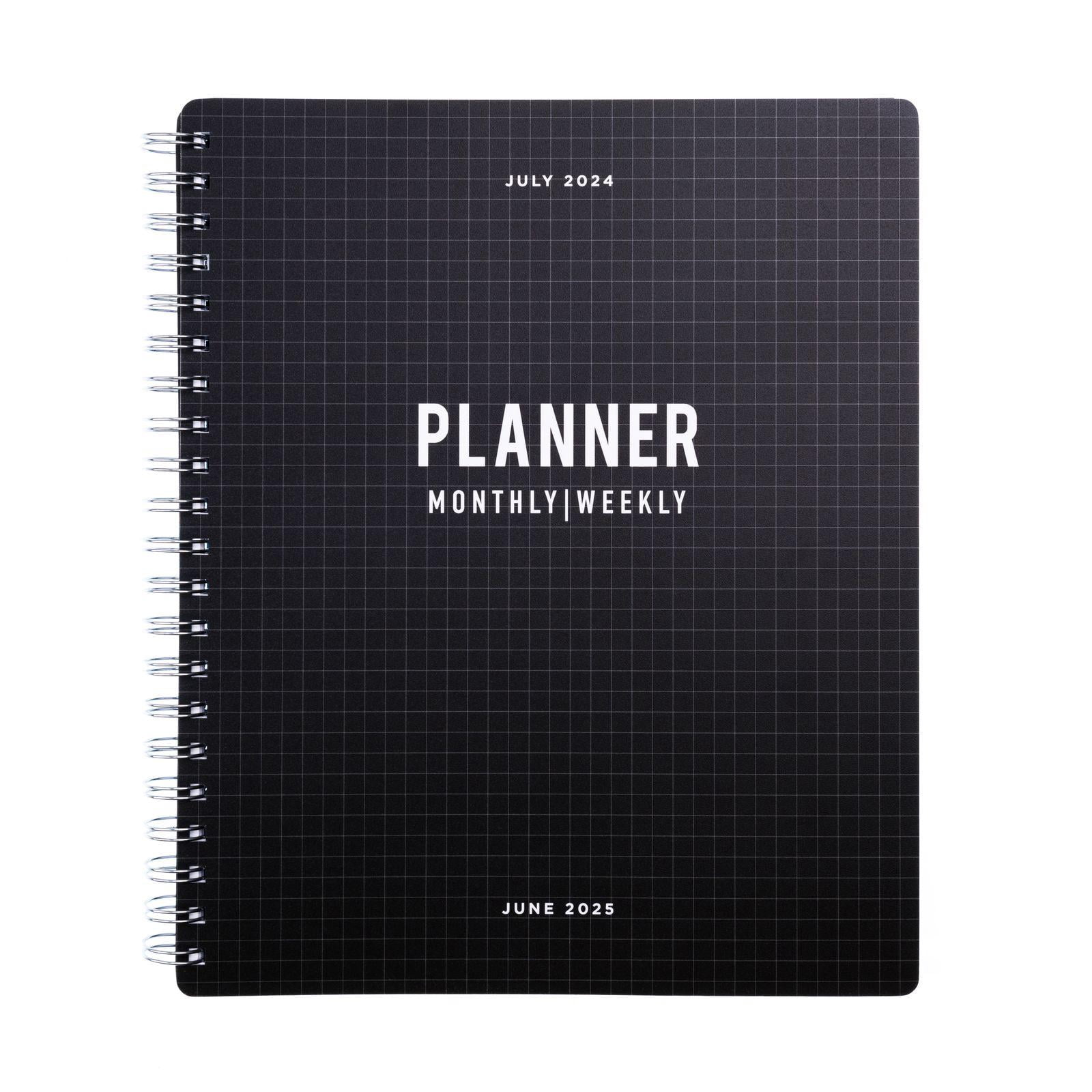 Pen+Gear 12-Month Weekly Planner, Black Grid, 9.5" x 11", July 2024-June 2025