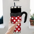 thumbnail image 3 of Stainless Steel 40 oz Polka Dot Travel Mug with Handle and Straw - Insulated Coffee Cup - Leak Proof - Slim Tumbler - Cute Print - Gift for Women, 3 of 6