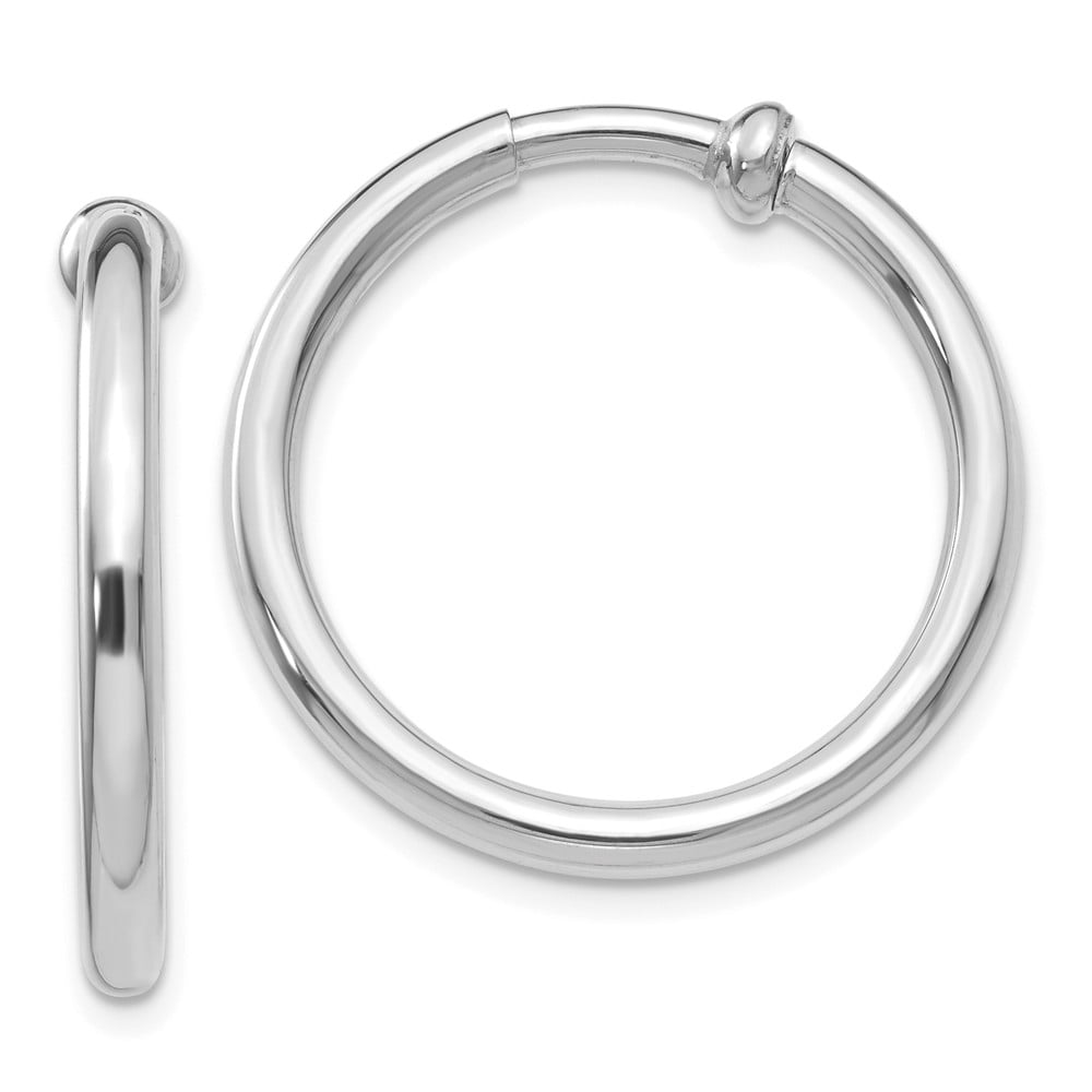 GemApex - 14K White Gold Earring Hoop Women'S 20 mm 2.5 Non-Pierced ...