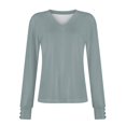 thumbnail image 3 of Tshirt Women Women's Tops Long Sleeve Cuffs Button-Up Shirt V Neck Casual Loose Tee Autumn Clothing, 3 of 4