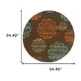 thumbnail image 3 of 8' Brown Round Floral Stain Resistant Indoor Outdoor Area Rug, 3 of 5