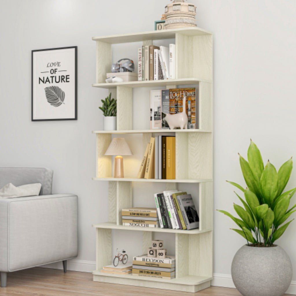 5-Tier Bookshelf, 31.5" Wide Modern Open Bookcase with 30" Shelf Clearance, Free Combination Storage Shelves, MDF Display Rack for Living Room, Bedroom & Home Office, White