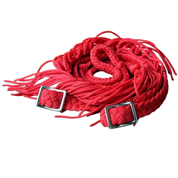 1" X 8Ft Hilason Braided Poly Barrel Horse Racing Reins Flat Grip Knots Fringe
