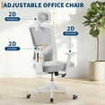 thumbnail image 6 of Ergonomic Office Chair with Adjustable Lumbar & Headrest, High Back Swivel Computer Chair with Armrests, Comfortable Desk Chair for Gaming, Studying, White and Gray, 6 of 8