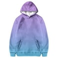 thumbnail image 1 of FAOWME Chandail en Molleton pour Filles Automne Dégradé Col Rond Manches Longues Poche Sport Décontracté Chandail à Capuchon Chandail Tops Dégradé Bleu Pâle Violet 9-10 Ans, 1 of 4