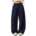 thumbnail image 5 of Migroa Women’S Barrel Sweatpants Loose Fit Lounge Pants Casual Wide Leg Pants Baggy Lounge Comfy Flowy Sweat Pants with Pockets Casual Drawstring Trousers with Pockets Navy L, 5 of 6