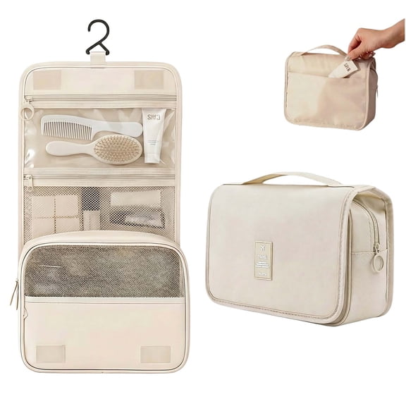 KSPEED Portable Hanging Toiletry Bag for Travel, Small Multifunctional Makeup Cosmetic Bag for Women, Waterproof Travel Toiletries Organizer, Shower Bathroom Pouch with Hook for Gym, Business Trip