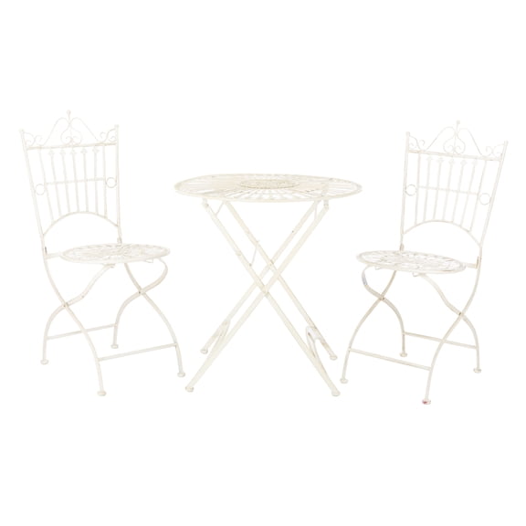 SAFAVIEH Belen Outdoor Patio 3 Piece Bistro Set, Pearl White