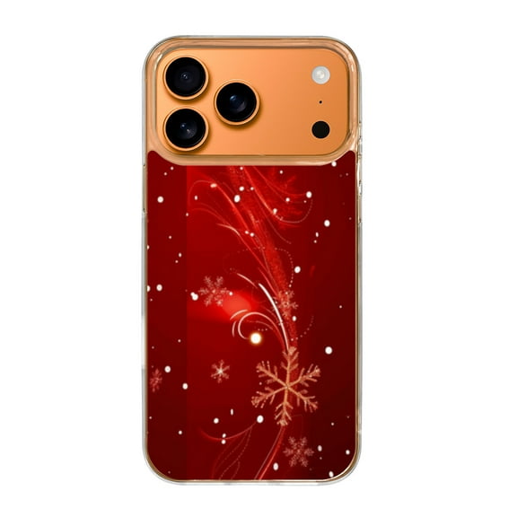 Case For Apple iPhone Air / 17 Pro / 17 Pro Max Series Case, Slim Thin Transparent Flexible Clear TPU Shockproof Phone Case For iPhone 17 Series, Christmas Snowflakes Red (11)