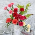 thumbnail image 4 of 8Inch 5Heads Carnation Long Stems Fake Flower Never Fade Artificial Flowers Apply ToWedding Party Home Office Restaurant Table Centerpieces (Red), 4 of 5