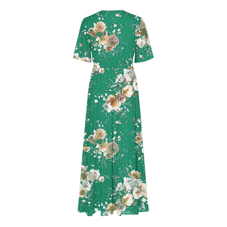 slim fit dress slacks Green and Blue Floral Swing Dress – Moda Boutique